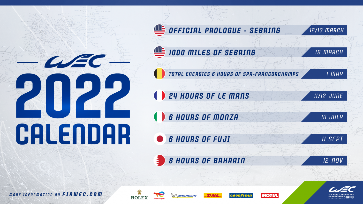 FIA WEC – The 2022 Calendar revealed